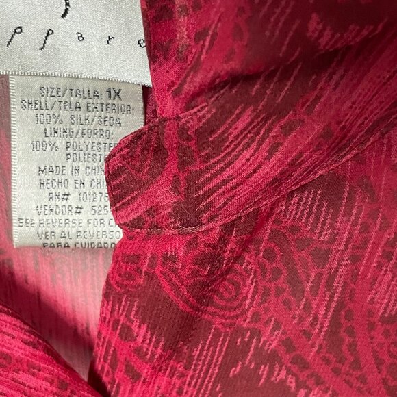 Vintage Vision Fuchsia Pink Silk Blouse Button Up Short Sleeve Women’s Size 1X - Picture 7 of 8